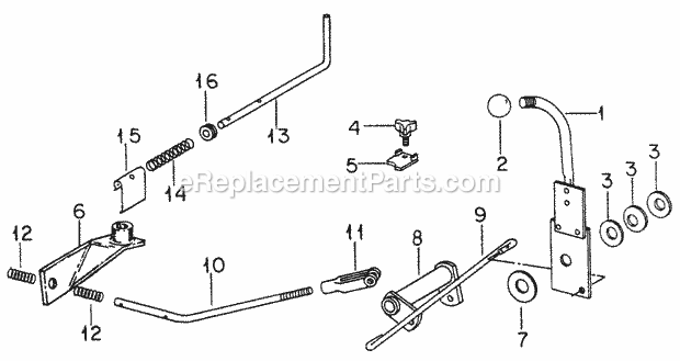 Hydrostatic Controls Diagram and Parts List for 282 133-282-399, 132-282-100, 134-282-100, 133-28 Cub Cadet Lawn Mower